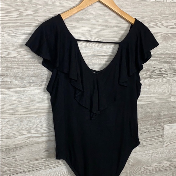 Lilian Black Ruffle Plus size Body Suit - Picture 6 of 7